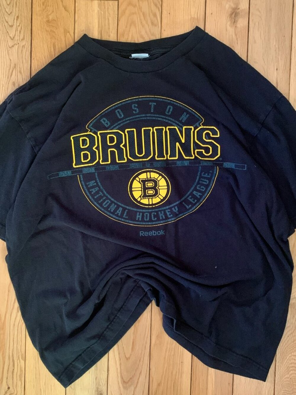 Y2K Reebok Boston Bruins Tee NHL Big Logo Happy Gilmore Men's XL Black